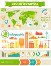 Flat eco city infographics template