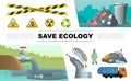 Flat Ecology Pollution Infographic Concept