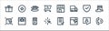 flat ecommerce line icons. linear set. quality vector line set such as call, search, arrow, select, security, return, shopping