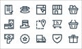 flat ecommerce line icons. linear set. quality vector line set such as gift, delivery, money, security, best product, payment,