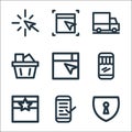 Flat ecommerce line icons. linear set. quality vector line set such as lock, confirmation, best buy, online store, search,