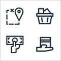 Flat ecommerce line icons. linear set. quality vector line set such as offering, money, shopping basket