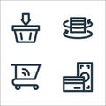Flat ecommerce line icons. linear set. quality vector line set such as payment, cart, return