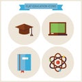 Flat Education Website Icons Set Royalty Free Stock Photo