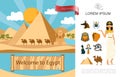 Flat Egypt Tourist Concept