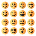 Flat emotional emoji square faces icon
