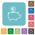 Flat Euro piggy bank icons