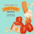 Flat fair posts set Vector illustration. Royalty Free Stock Photo