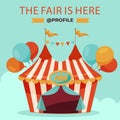 Flat fair posts set Vector illustration. Royalty Free Stock Photo
