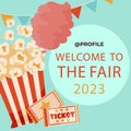 Flat fair posts set Vector illustration. Royalty Free Stock Photo
