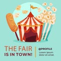 Flat fair posts set Vector illustration. Royalty Free Stock Photo