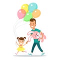 Flat Family children Father parenting illus Royalty Free Stock Photo