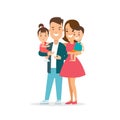 Flat Family children parenting illustration