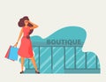 Flat fashion shopping girl illustration Royalty Free Stock Photo