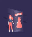 Flat fashion shopping girl illustration Royalty Free Stock Photo