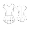 Flat fashion sketch - Peplum Royalty Free Stock Photo