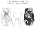 Flat fashion technical sketch - Draped Satin Tunic