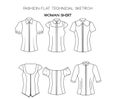 Flat fashion technical sketch - woman shirts Royalty Free Stock Photo