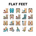 Flat Feet Disease Collection Icons Set Vector