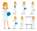 Flat female doctor nurse illustration Healt