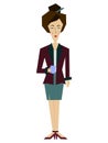 Flat female office worker, secretary, librarian, business woman vector illustration