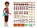 Flat female teacher or professor character creation vector constructor