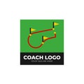 Flat field whistle coach checkpoint flag route circuit logo icon illustration