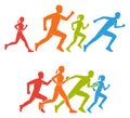 Flat figures marathoner. Colored silhouettes of runner. Royalty Free Stock Photo