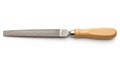 Flat File Tool with Wooden Handle on White Background rasp woodworking Royalty Free Stock Photo