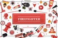 Flat Firefighting Colorful Template Royalty Free Stock Photo
