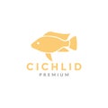 Flat fish cichlid logo design