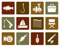 Flat Fishing and holiday icons