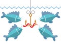 Flat fishing icon, vector