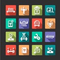 Flat fitness and health icons set