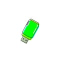 Flat Flash drive Outline Cartoon Style Suitable for Sticker, Icon. Isolated on a white background