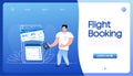 Flat flight booking people for banner design. Flat vector illustration.