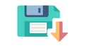 Flat Floppy Disk Download Icon, Modern Data Storage, vector design Generative AI Royalty Free Stock Photo