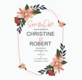 Flat floral designs illustration for wedding card template