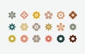 Flat flower color icons set. Simple flower silhouette.