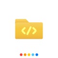 Flat folder design element with coding symbol,Folder icon,Vector and Illustration Royalty Free Stock Photo