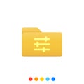 Flat folder design element with setting symbol,Folder icon,Vector and Illustration Royalty Free Stock Photo