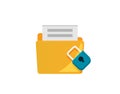 Flat folder lock icon on white background. File protection Royalty Free Stock Photo