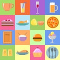Flat food icons Set Royalty Free Stock Photo