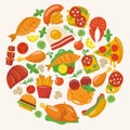 Flat food icons