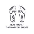 Flat foot, orthopedic shoes thin line icon, sign, symbol, illustation, linear concept, vector Royalty Free Stock Photo