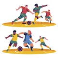 Flat football players pack Vector illustration.