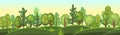 Flat forest. Horizontal seamless composition. Cartoon style. Morning. Funny green rural landscape. Level the game. Comic Royalty Free Stock Photo