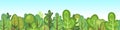 Flat forest. Horizontal seamless composition. Cartoon style. Tops of trees. Funny green rural landscape. Level the game Royalty Free Stock Photo