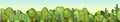 Flat forest. Horizontal seamless composition. Foliage. Cartoon style. Funny green rural landscape. Level the game. Comic Royalty Free Stock Photo