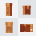 Flat four boxes icons set. Vector